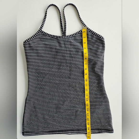 Lululemon Power Y Tank Top Black Gray Striped Sz 8 No Padding W1BROS - Picture 8 of 10